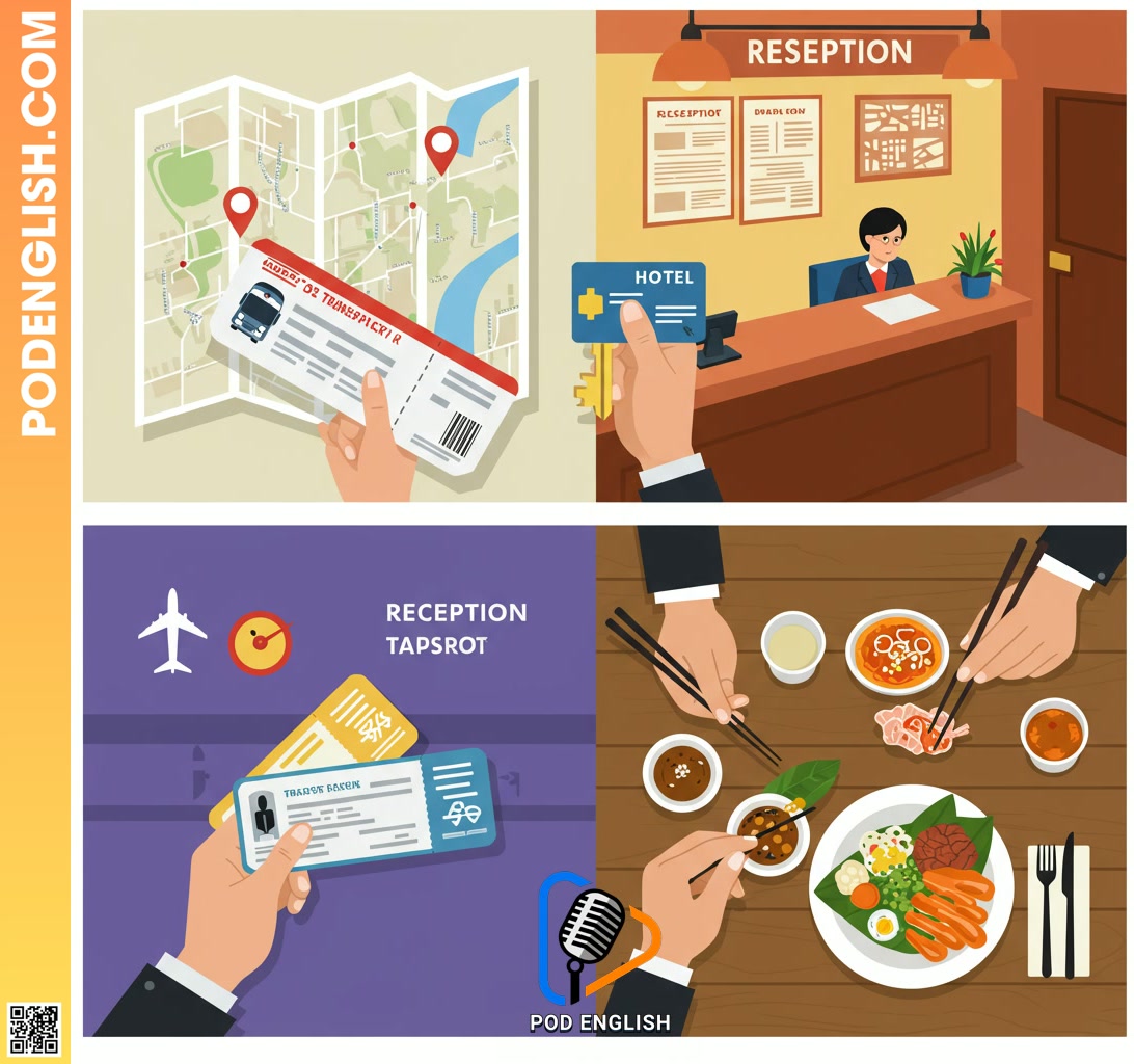 Practical English for Navigating Transport, Accommodation, and Dining